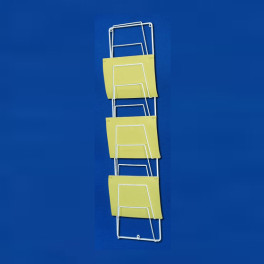 Nástenný držiak na noviny 10 káps, výška 110 cm - biela